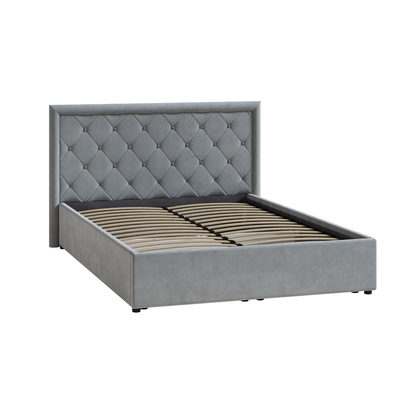 Кровать Марион 140 велюр OCEAN 023 серый с ортопедическим основанием и подъемным механизмом (спальное место 140 х 200)