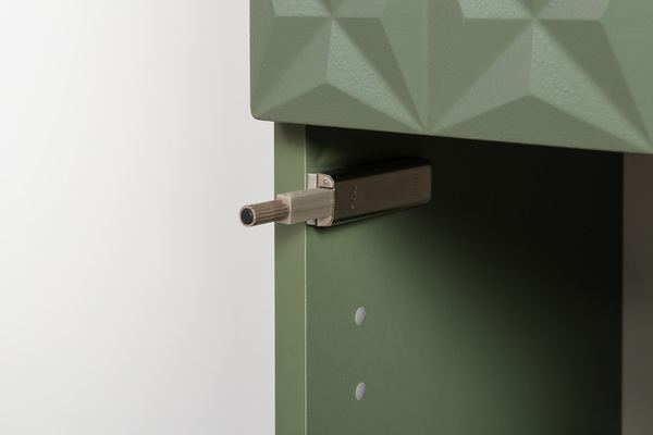 Шкаф-пенал Марион 16.333.01 дымчатый зеленый K521, олива шагрень AG 1050 ПВХ (собирается на любую сторону)