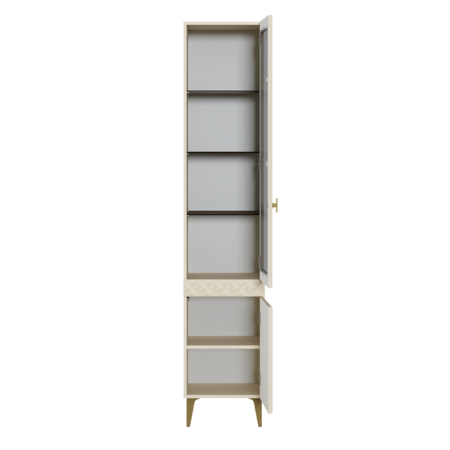 Шкаф-витрина Марион 16.397.01 слоновая кость С341 PE, слоновая кость 6898 ПВХ (собирается на любую сторону)