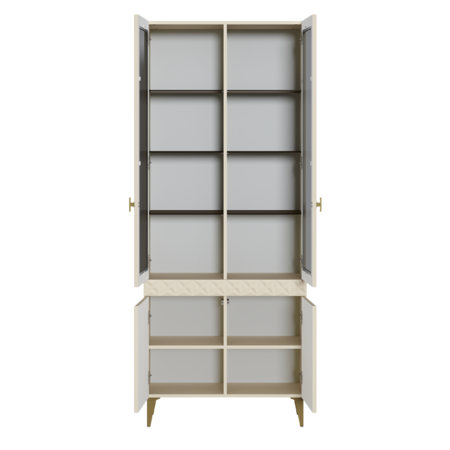 Шкаф-витрина Марион 16.397.02 слоновая кость С341 PE, слоновая кость 6898 ПВХ