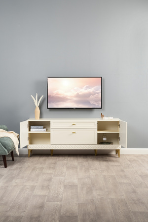 Гостиная Марион композиция 1 слоновая кость С341 PE, слоновая кость 6898 ПВХ, белый PE шагрень (собирается на любую сторону)